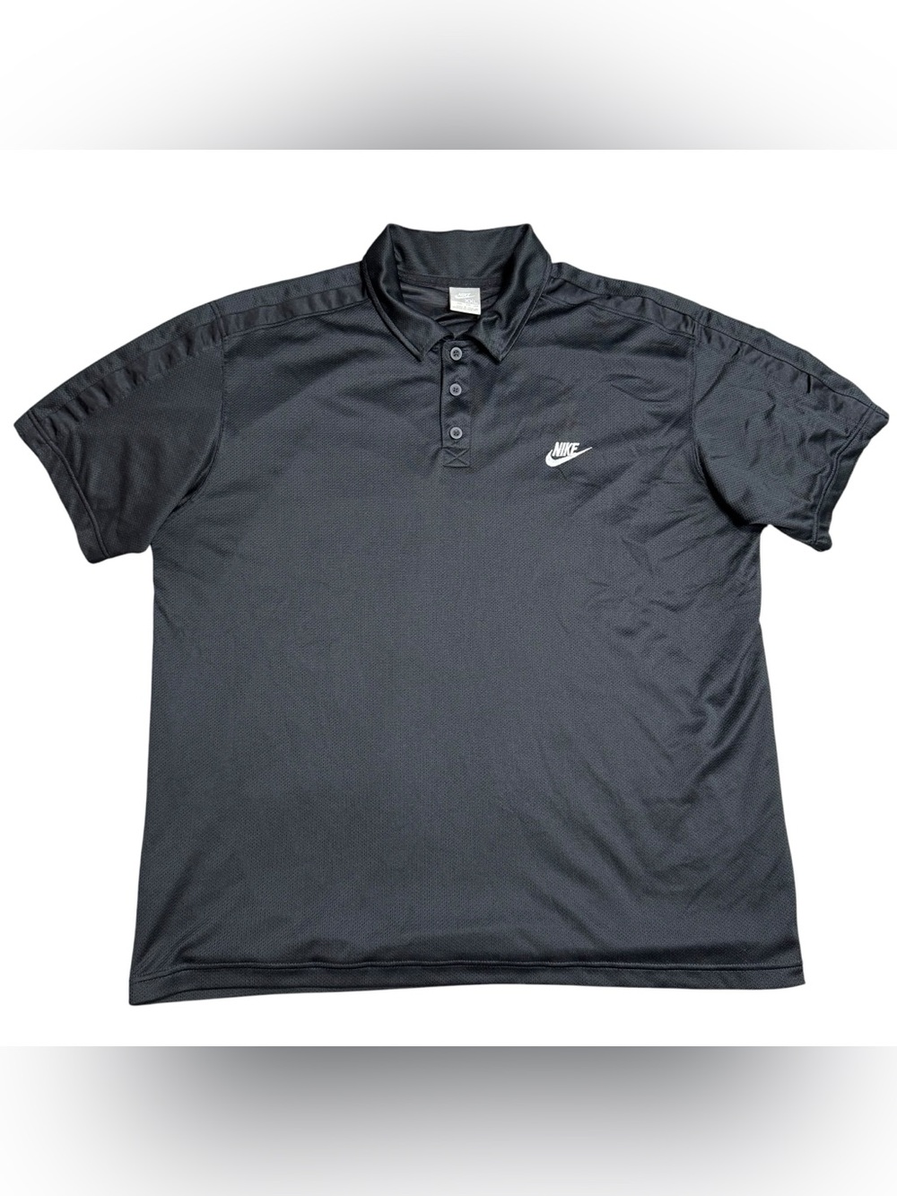 Vintage Nike Polo Jersey Mesh Shirt Mens 2XL Black Embroidered Logo Athletic Y2K